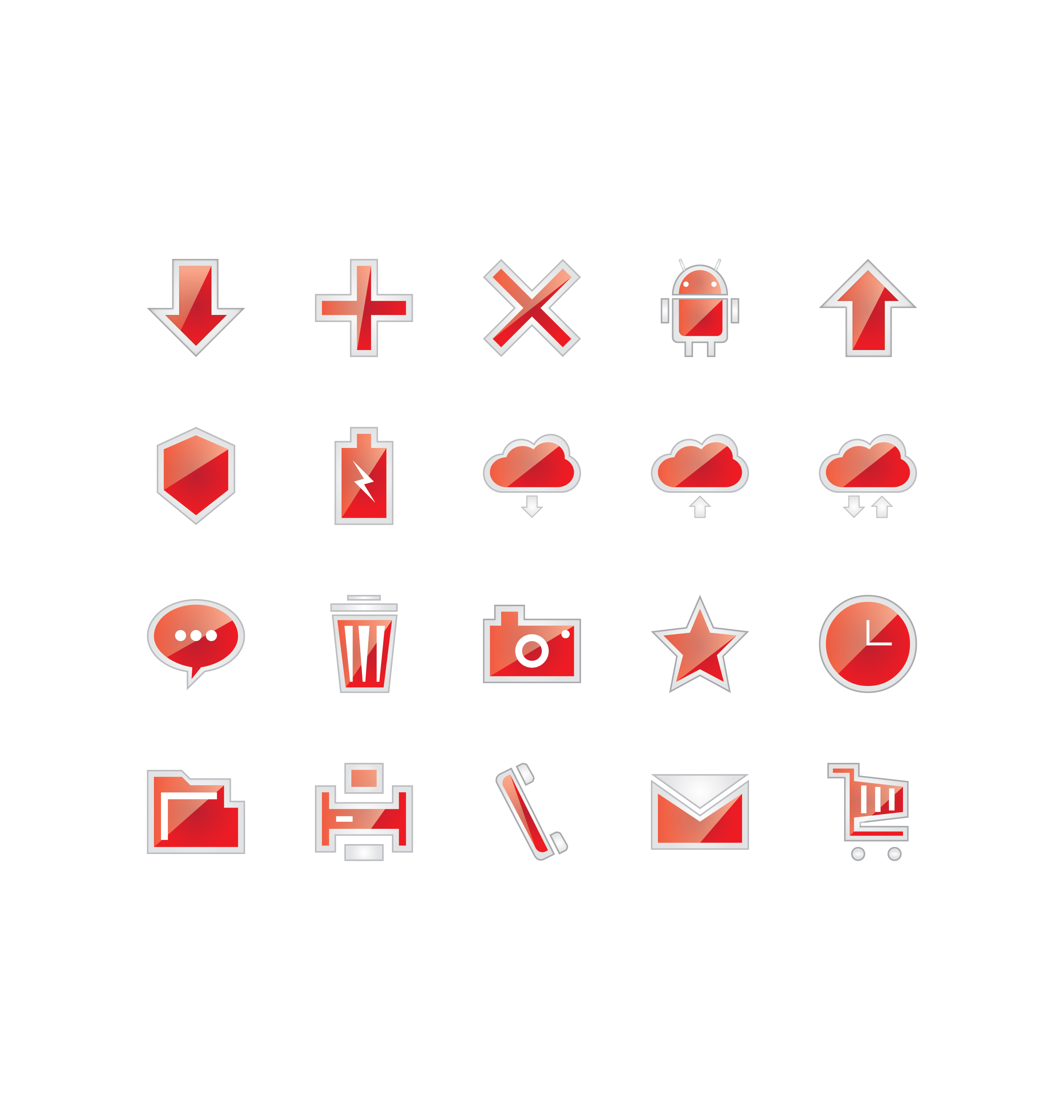 elegant red basic icons
