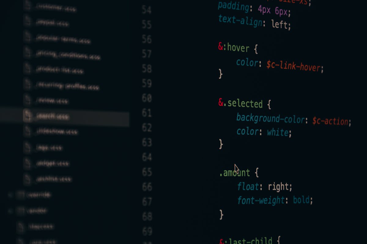 Colorful CSS code on a screen