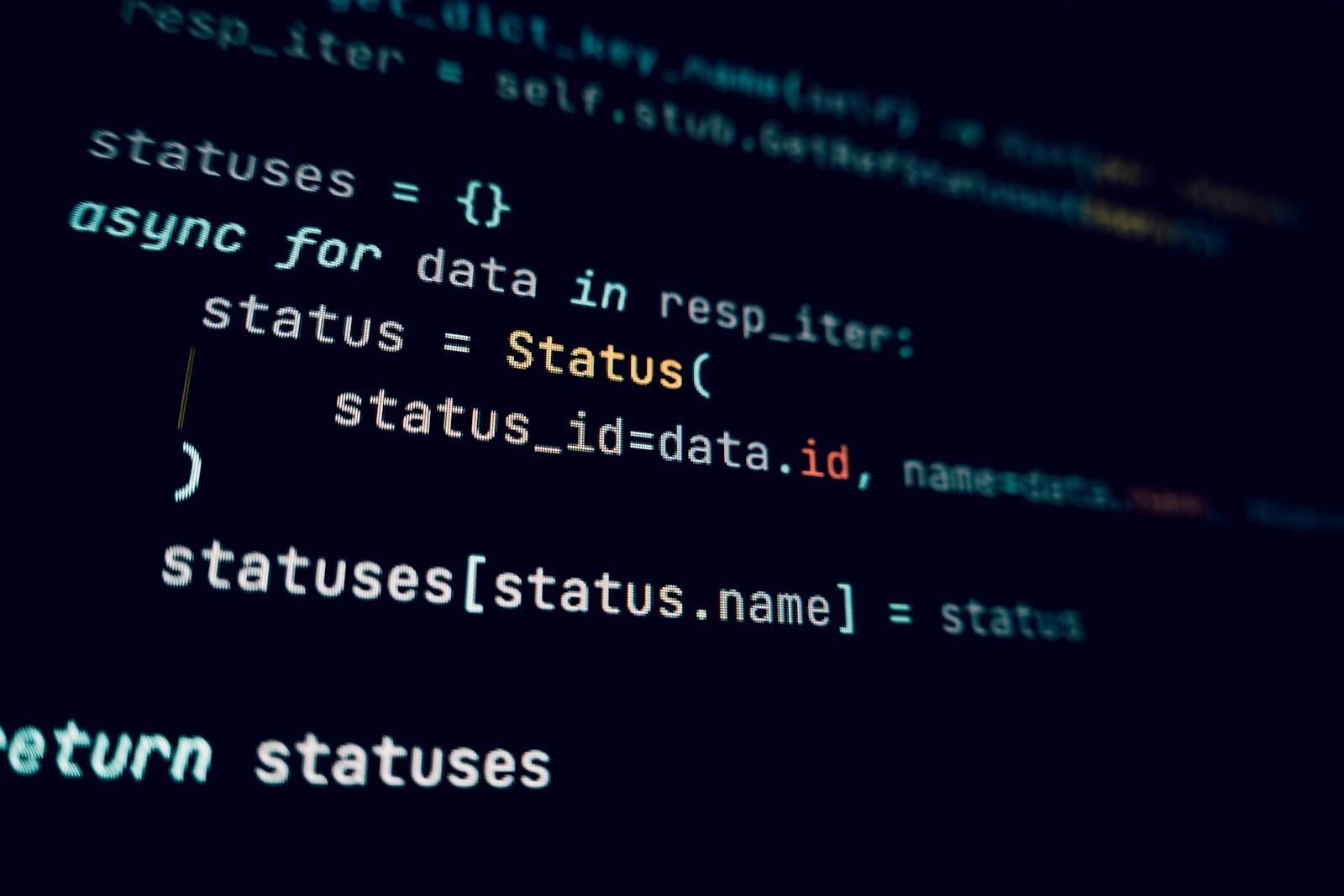 Programming code in a dark editor — photo by technobulka on Pexels