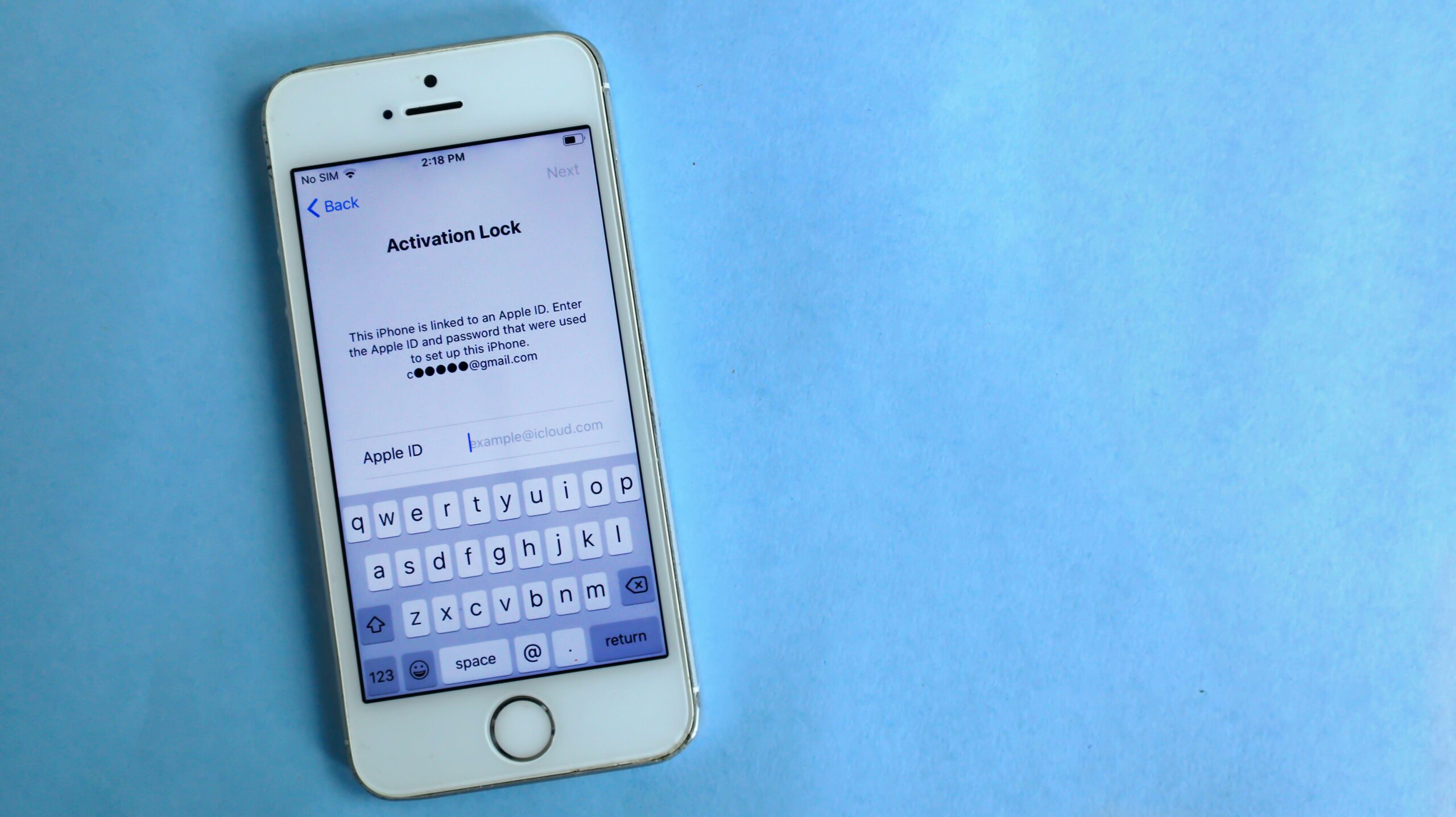 iPhone showing Apple ID Activation Lock screen — photo by Safwan CK on Pexels